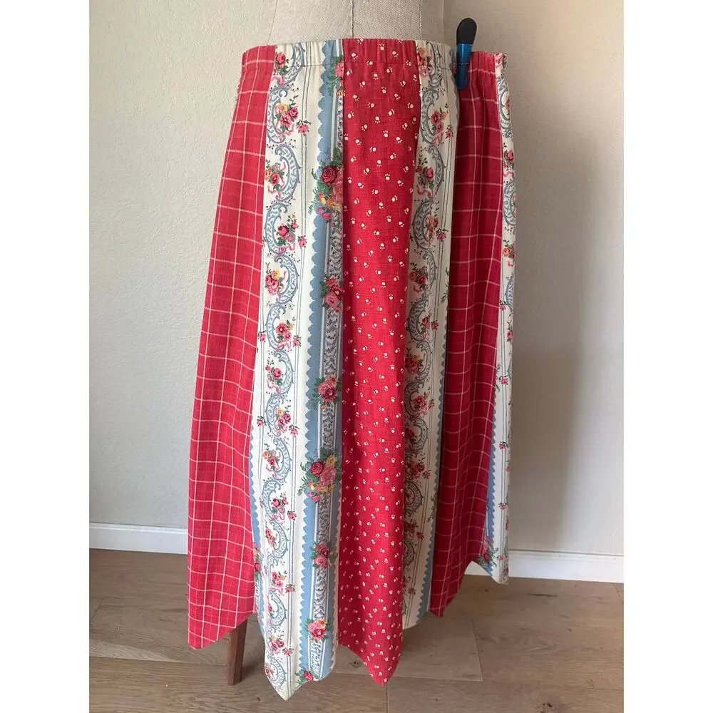 OOAK Handmade Prairie Patchwork Maxi Skirt Folk Art Cottagecore Heirloom - Picture 2 of 12